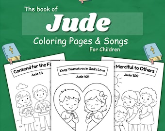 Jude Bible Coloring pages and songs for kids (Instant Download)