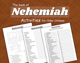 Nehemiah Bible Activities: Crossword, Word Search, and Word Scramble (Digital Download)