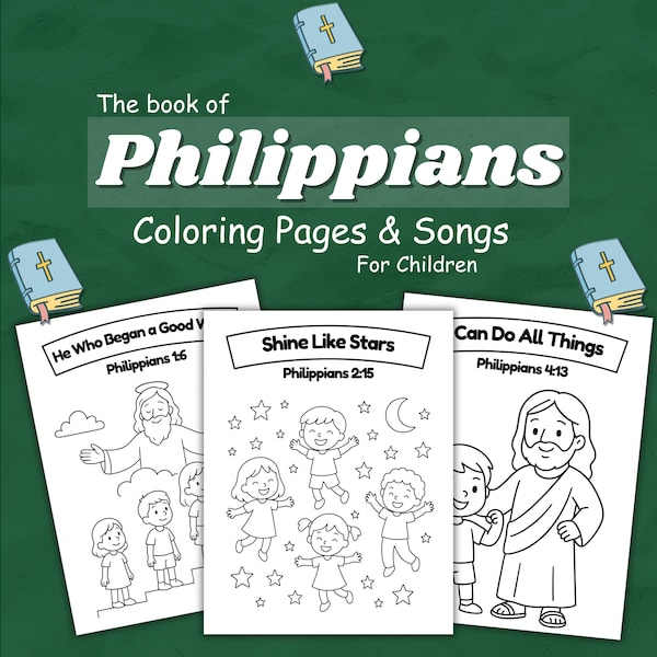 Coloriages et chansons de la Bible des Philippiens pour les enfants (téléchargement instantané)