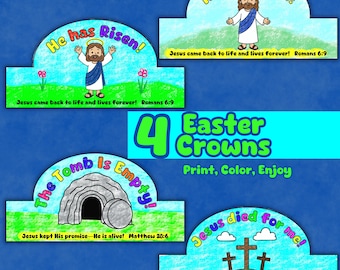 Coroas de Páscoa cristãs para colorir para crianças: Ele ressuscitou! (Download digital)