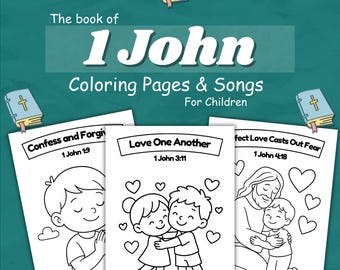 1 John Bibel Ausmalbilder und Lieder für Kinder (Instant Download)