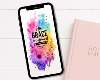 Papel de parede cristão para celular – 2 Coríntios 12:9 Sua graça é suficiente – Download digital apenas