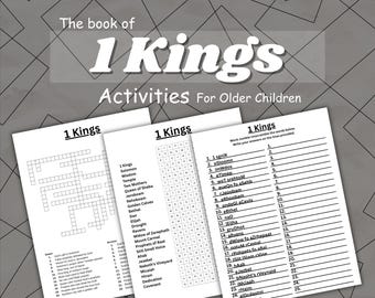 1 Kings Bible Activities: Crossword, Word Search, and Word Scramble (Digital Download)