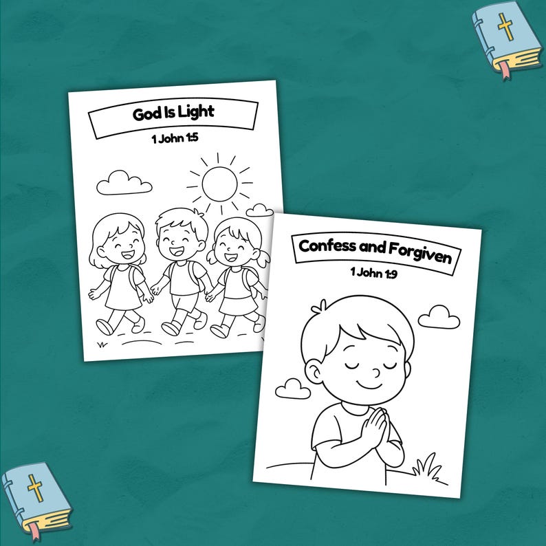 1 John Bible Coloring Pages and Songs for Kids (instant Download) - Etsy