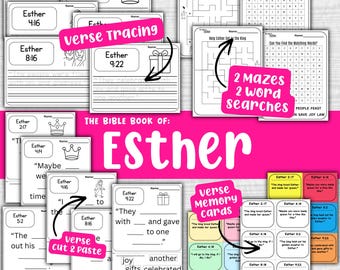 Atividades de memorização de versículos do livro bíblico de Ester: recorte e cole (download instantâneo)