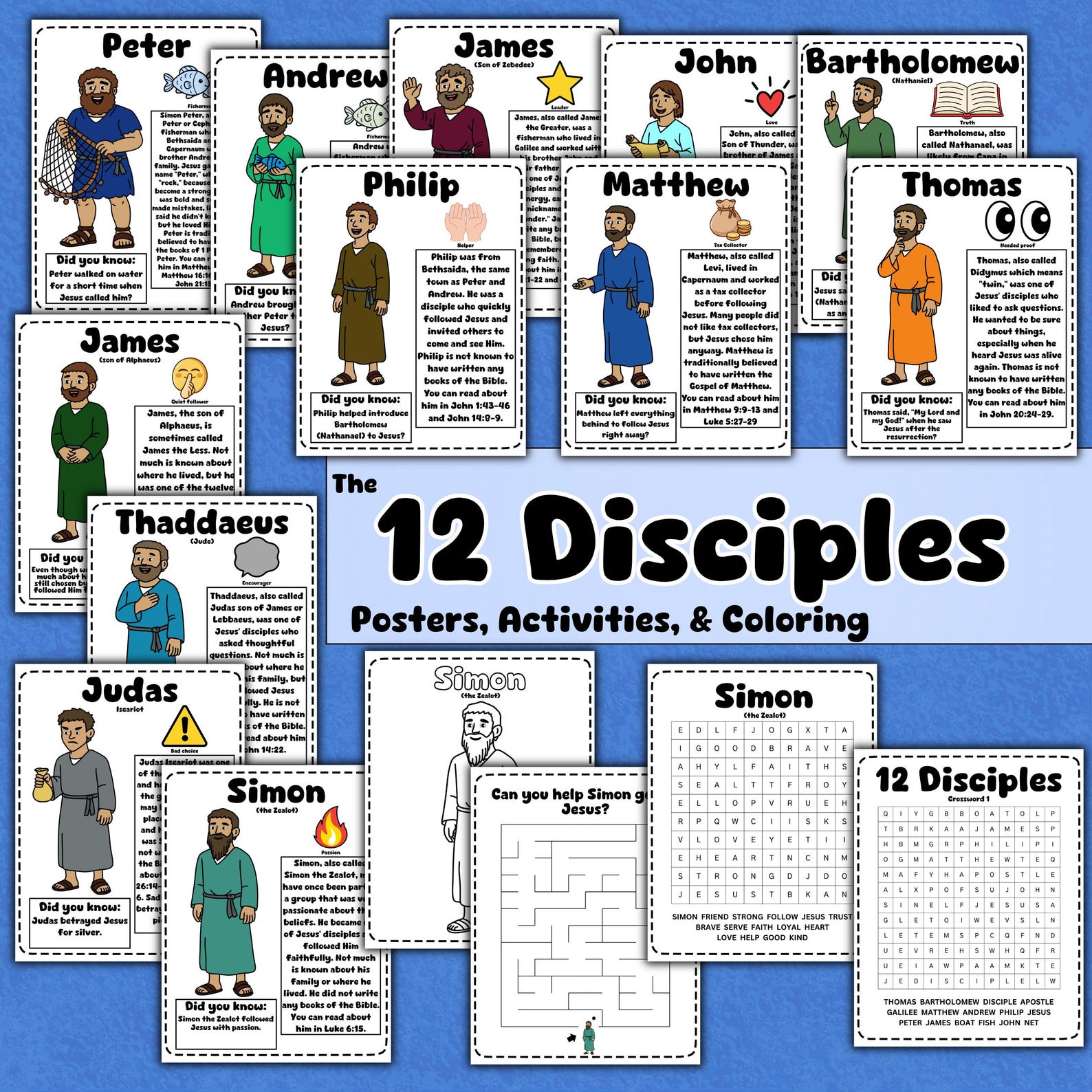 Learn the 12 Disciples With These Posters, Activities, and Coloring ...