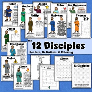 Learn the 12 Disciples with these Posters, Activities, and Coloring (instant download)