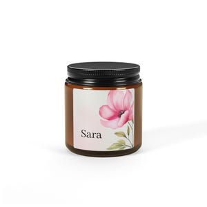 Scented Soy Candle with Custom Floral Label, Perfect Gift for Birthdays, Home Decor, Relaxation