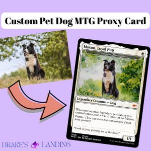 Personalized Pet Dog Artwork Digital MTG Custom Card Collector Item Fantasy Design Special Gift Trading Card Memorial Keepsake Display Proxy