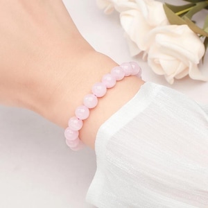 Pink Rose Quartz Crystal Bracelet: Healing Yoga Meditation Jewelry