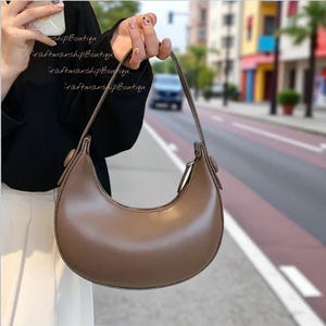Leather Shoulder Bag: Handmade Minimalist Purse with Brass Detail