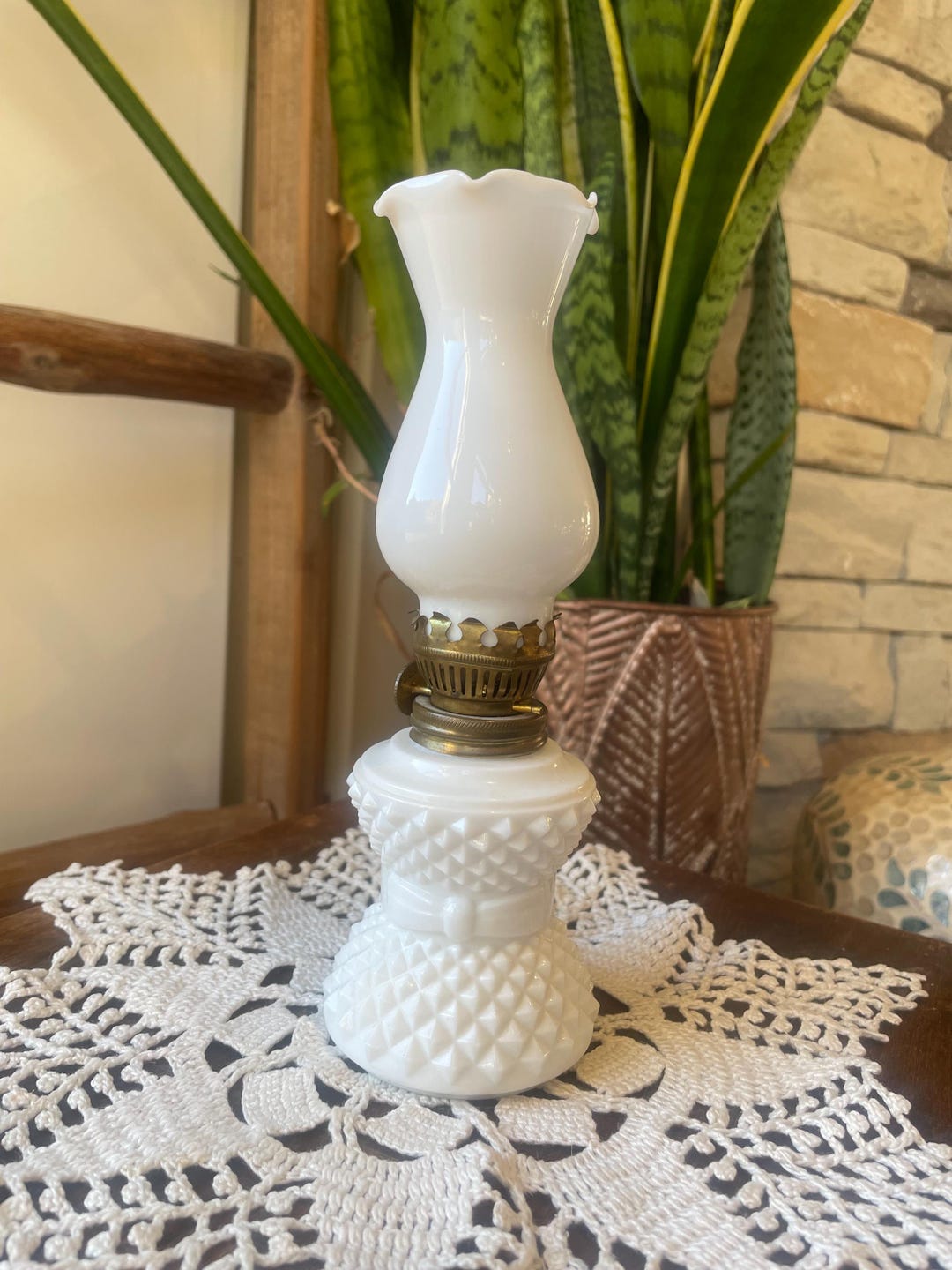 Vintage Milk Glass Oil Lamp