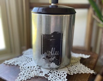 Boîte à café vintage West Bend avec couvercle marron - Rangement de cuisine rétro en métal