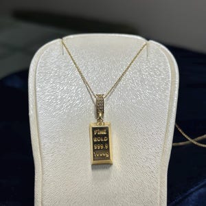 Luxury Gold Bar Charm Gold Bullion Bar Necklace 999.9 Fine Gold Bar Pendant Gold Bar Pendant Necklace – 999.9 Fine Gold Ingot Charm