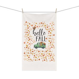 Hello Fall Tea Towels: Farmhouse Autumn Kitchen Decor