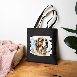 St. Bernard Tote Bag, Canvas Shopping Tote, Eco-Friendly Bag, St Bernard Lover Gift, Pet Owner Accessories