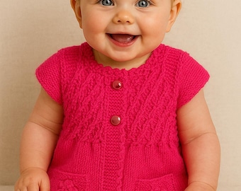 Knitted Baby Dress – Cotton Flower Pockets
