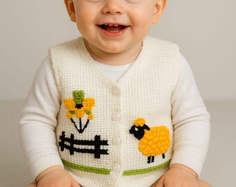 Sheep Baby Vest, Handmade Organic Outfit