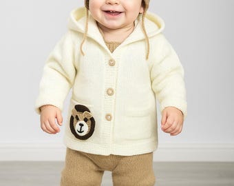 Knitted Baby Gift Set - Lion Outfit, Newborn Clothes (4 Piece)