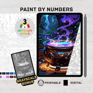 Kessel Halloween Malen nach Zahlen Digital Kit für Erwachsene., Malseiten für Erwachsene