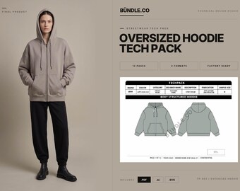 Fashion Tech Pack Template. Techpack for Streetwear brands. Adobe Illustrator (AI, PDF, SVG)