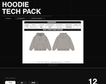 Fashion Tech Pack Template. Techpack for Streetwear brands. Adobe Illustrator (AI, PDF, SVG)