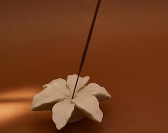 Lily Incense Holder: Handmade Jesmonite Floral shaped incense holder, Minimalist Decor