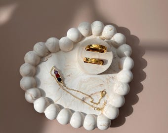 Heart Bubble Jesmonite Coaster: Minimalist Jewelry Tray