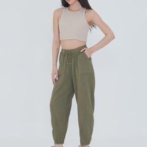 Women’s Linen Harem Pants | Loose Fit Boho Trousers | Comfortable Summer Yoga Pants | Breathable Casual Baggy Pants