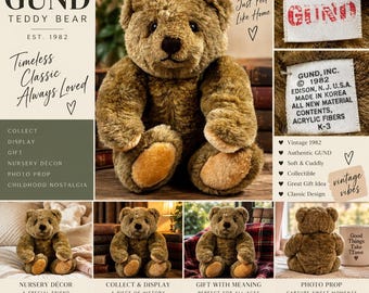Vintage 1982 Gund Brown Teddy Bear Shaggy Plush Stuffed Animal Retro K-3 Korea