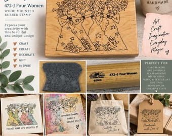 Stamp Oasis Four Women Wood Block Rubber Stamp 472-J Vintage 2000 Discontinued