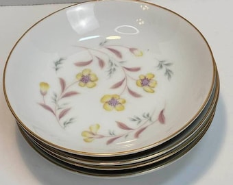 Contour China Festival Japan Small Bowls Set 4 Floral Gold Rim Vintage Brunch