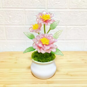 Ornement de fleurs de pivoine en verre fabriqué à la main : cadeau floral en verre artisanal pour elle ou décoration d'intérieur, cadeau de mini pot de fleur, décoration d'été idéale