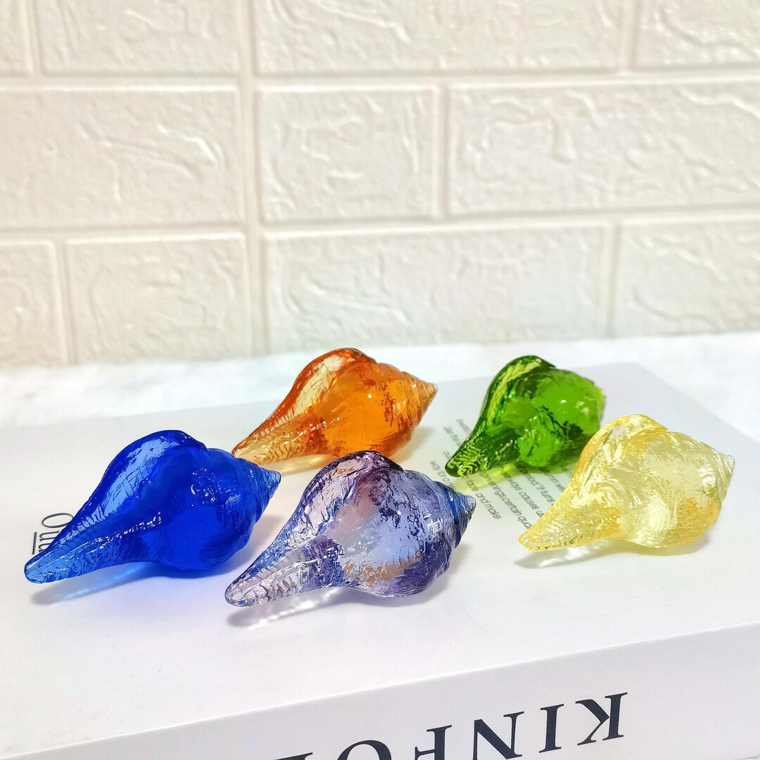Handmade Colorful Glass Conch Shell: Nautical Beach Decor, Ocean ...