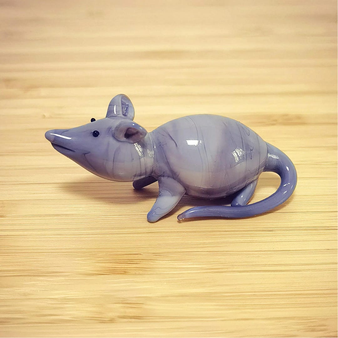 Hand Blown Glass Mouse Sculpture: Murano Style Art Figurine ...