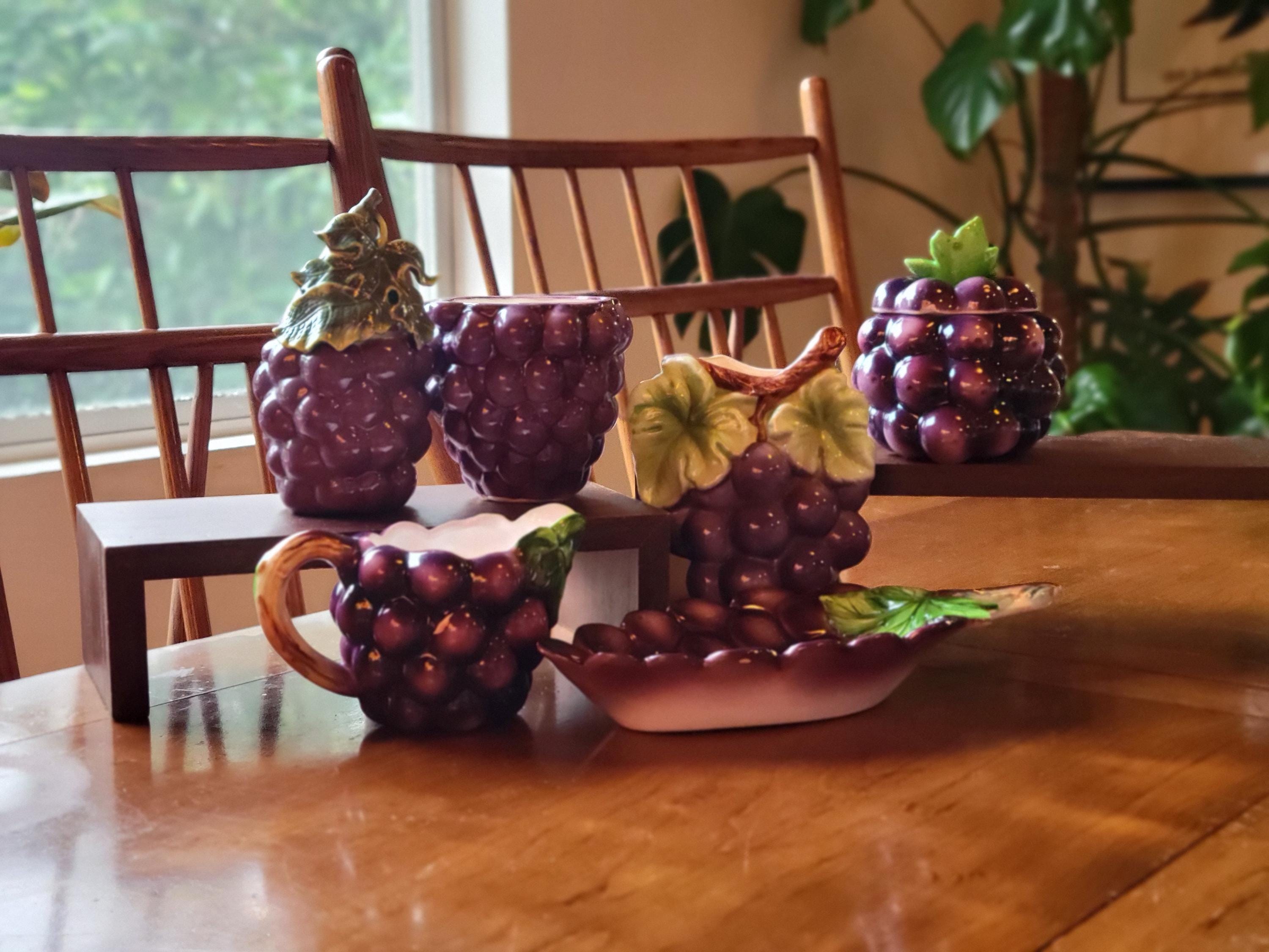 ヴィンテージ　デスク　grape bunch Vintage Grape Ceramic Decor – Multiple Pieces (choose Your Item