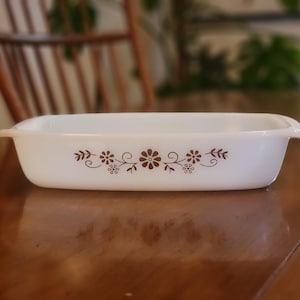 Vintage Dynaware Pyr-O-Rey brun prästkrage blommig gryta (1,5 qt)