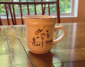 Vintage International China Heartland Creamer - Farmhouse Stoneware Cream Pitcher with Farmer, Cow and Pigs - 1980s Japan Country Kitchen
