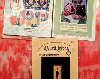 Quilted Baby Boots, Placemats/Wall Hangings Counted Cross Stictch,
