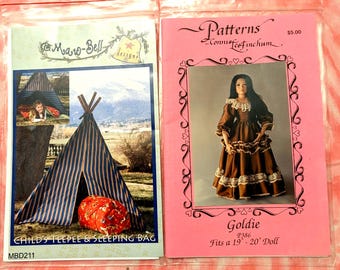 Vintage Teepee and Sleeping Bag and 19" Doll Dress