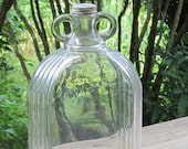 Clear Glass Jug, One Gallon Owens Illinois 1933 Modernistic Two Handle Finger Loops,Wine