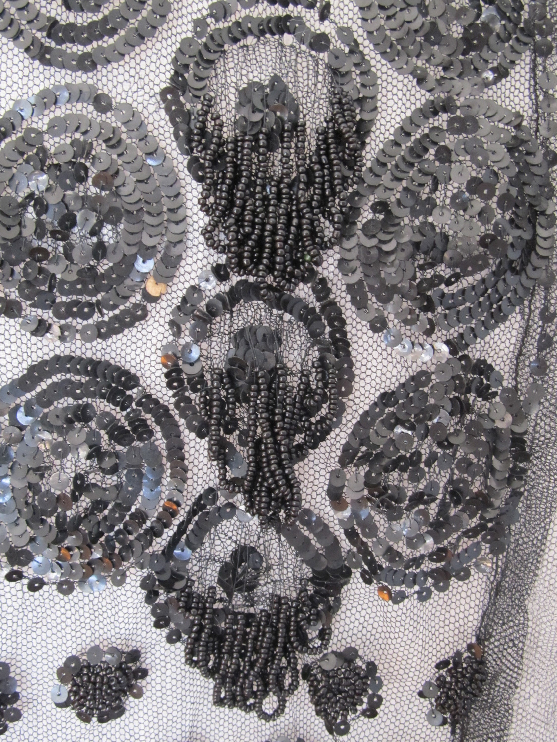1920's Black Bead Work on Net Vintage Dress Panels - Etsy