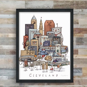 Cleveland Skyline group portrait- giclée art print