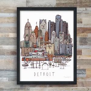 Detroit Skyline group picture- giclée fine art print