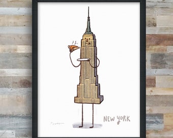 NYC- Empire State Pizza digital art print