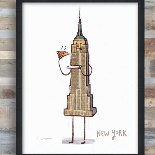 NYC Empire State Pizza Digital Art Print Etsy