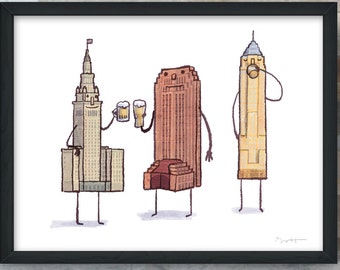 Cleveland Skyline digital art print- Beerveland