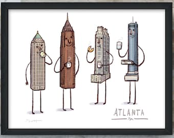 Atlanta Skyline- giclée fine art print- Coffee with Atlanta