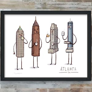 Atlanta Skyline- digital art print- Coffee with Atlanta