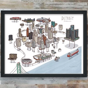 Detroit Skyline digital art print image 1
